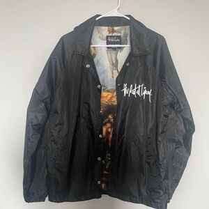 Unique wind breaker jacket with beautiful fleece mural inside